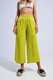 Satin Wide Leg Pants in Green