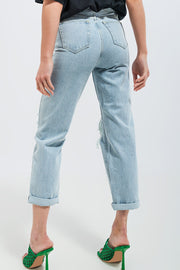 Patch Rip Jeans in Light Wash