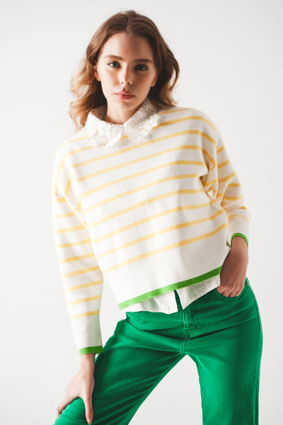 Stripe Sweater in Yellow & White