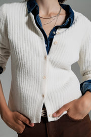 Ecru Super Soft Fluffy Knit Cardigan