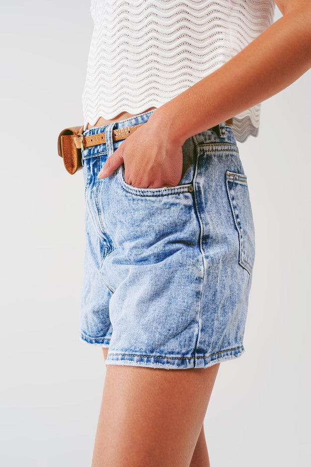 Denim Short in Light Blue Wash