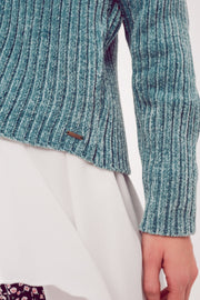 Knitted Chenille Jumper in Green