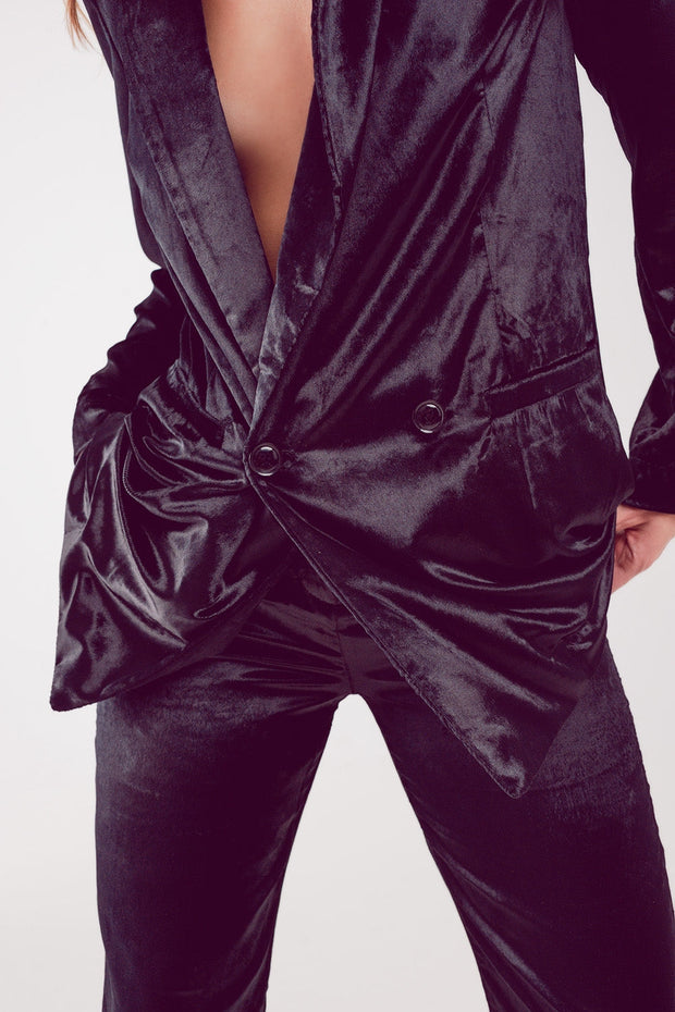 Black Velvet Oversized Blazer