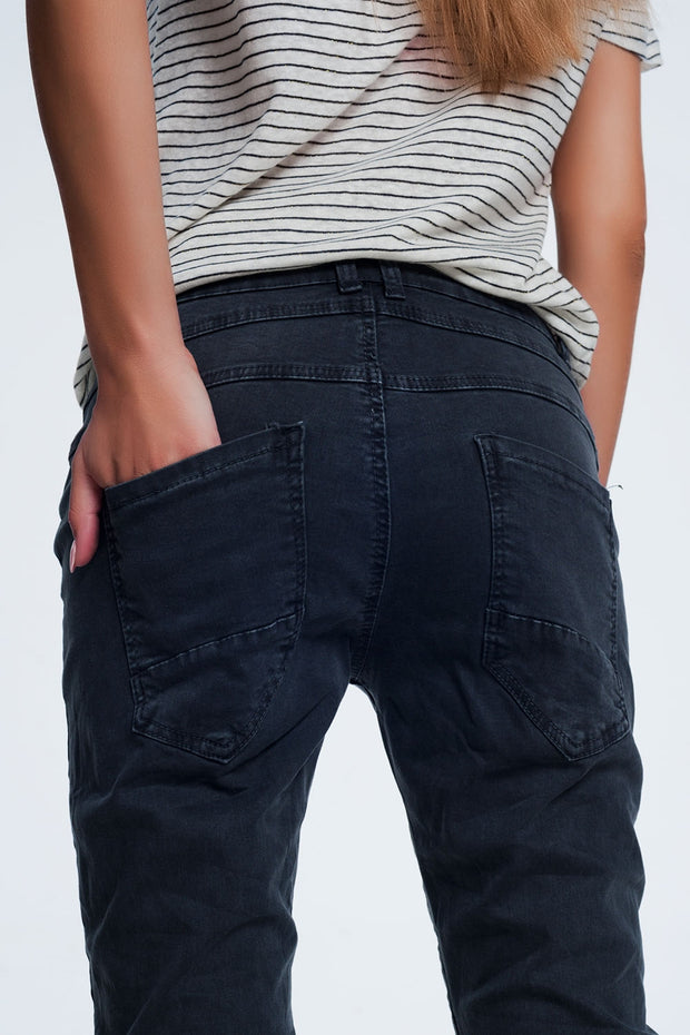 Drop Crotch Skinny Jean in Grey