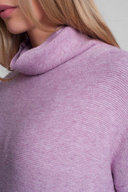 Oversized Jumper With Cowl Neck in Pink