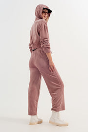 Jogger With Drawstring Waist in Pink