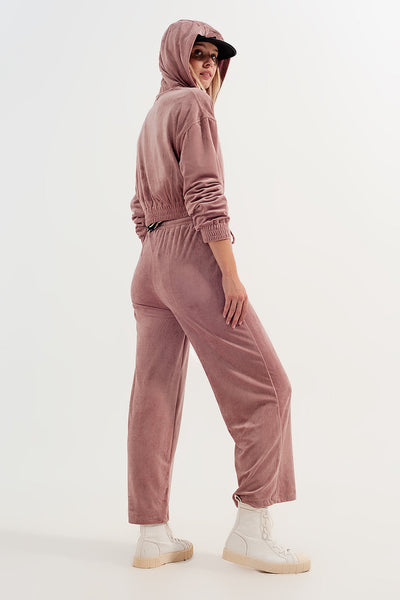 Jogger With Drawstring Waist in Pink