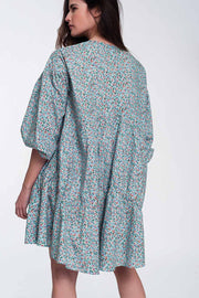 Mini Smock Dress With Puff Sleeves in Floral