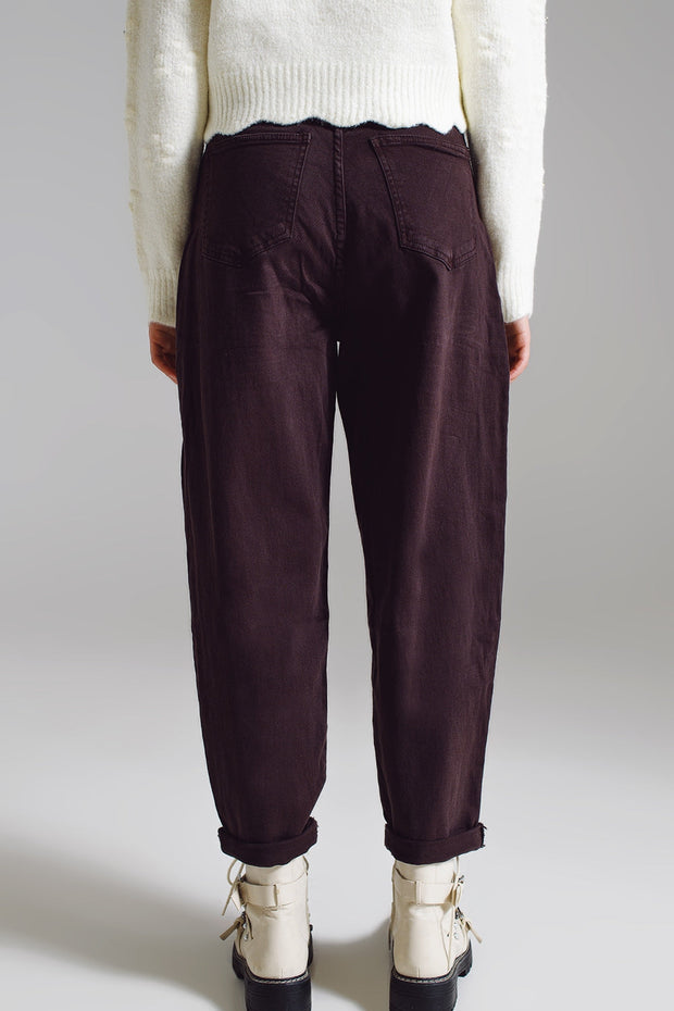 Brown Relaxed Pants With Pocket Detail at the Waist