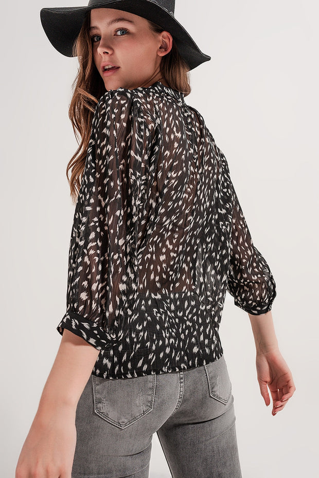 Print Blouse in Black