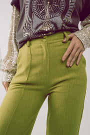 Straight Leg Tailored Pants in Green