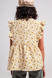 Ruffle Detail Blouse in Yellow