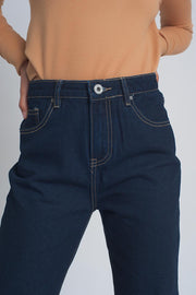 High Rise Straight Cut Jeans in Dark Blue