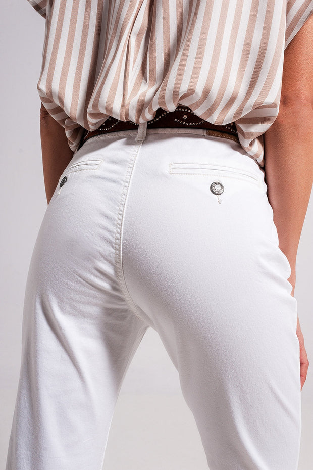 Cotton Blend Pants in White