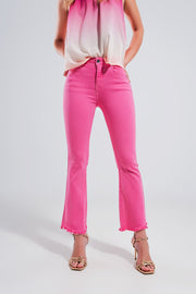 Straight Pants in Fuchsia With Wide Ankles