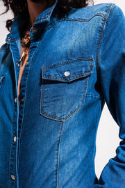 Denim Shirt in Mid Wash Blue