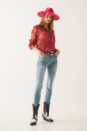 Long Sleeve Shirt in Fuchsia Leopard Print