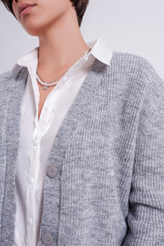 Button Through Cardigan in Grey