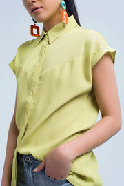 Yellow Shirt With Mesh Detail