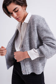 Button Through Cardigan in Grey