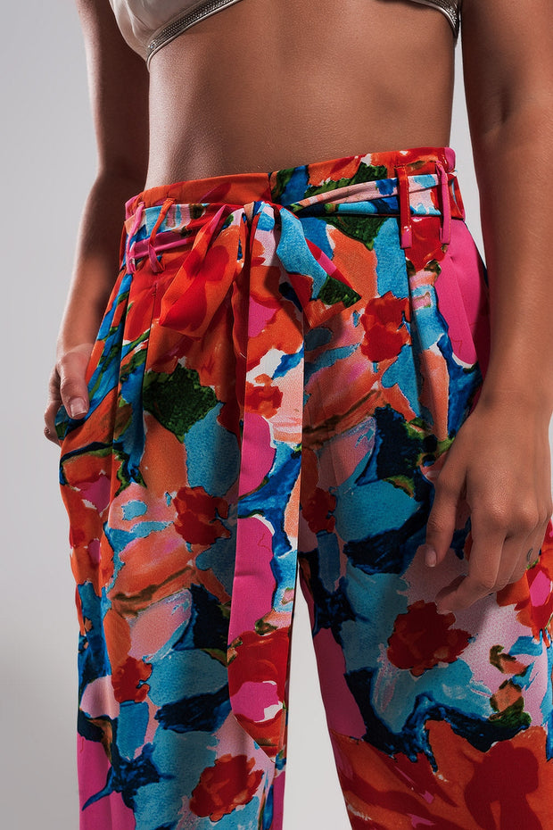 Elastic Back Pants in Bright Floral