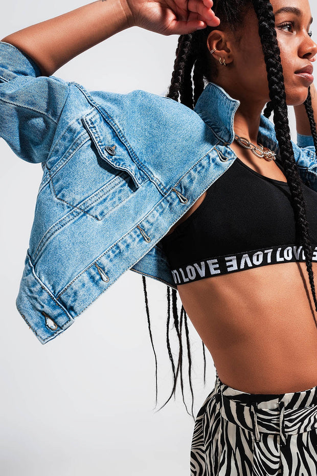 Cropped 90s Denim Jacket in Mid Wash