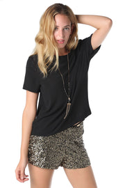 Black Chiffon Blouse With Keyhole Back