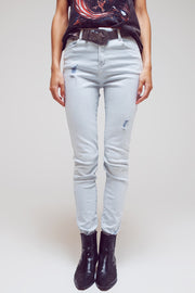 High Waisted Skinny Jeans in Light Blue