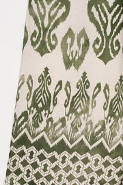 Elastic Waist Pants in Geo Print in Green