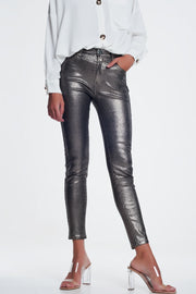 Silver Trousers With Snake Print