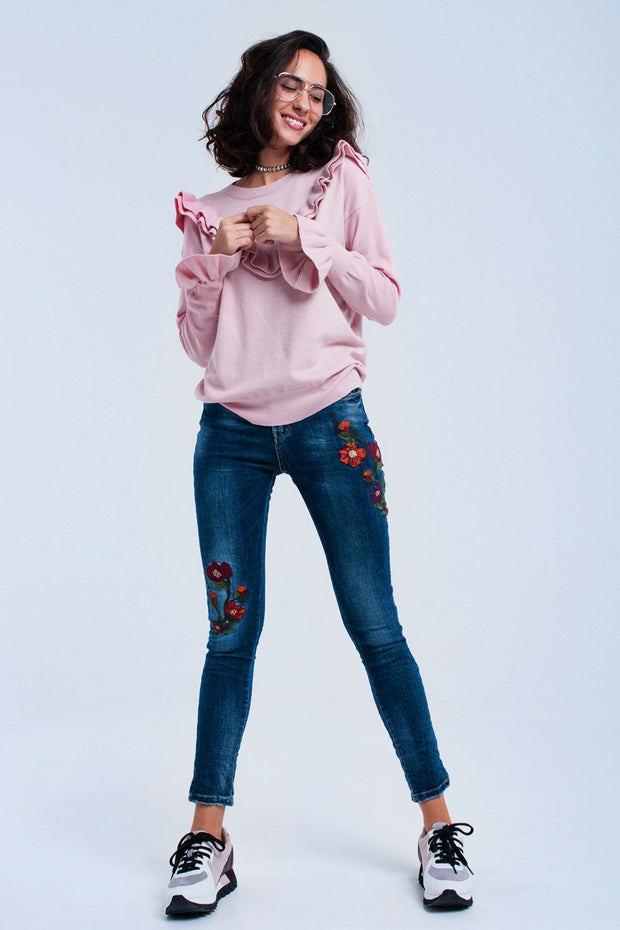 Skinny Jeans With Flowers