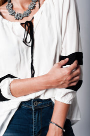 White Shirt With Sleeve Stripe Detail