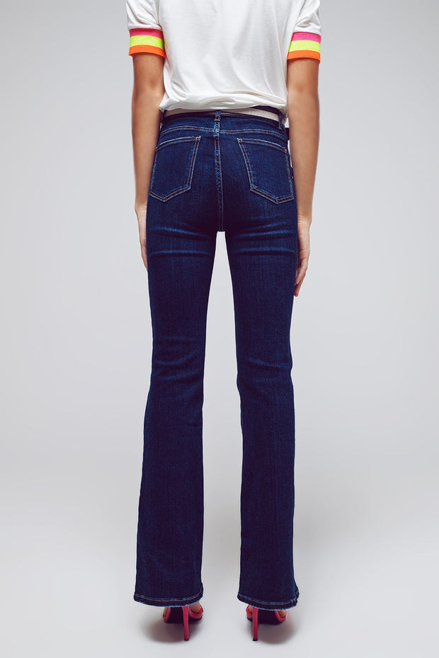 High Waisted Flared Jeans in Dark Wash