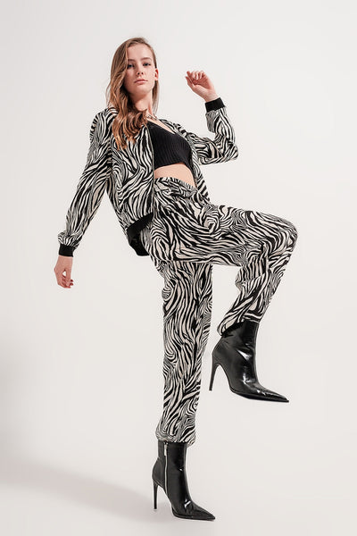 Wide Leg Trousers in Zebra Print