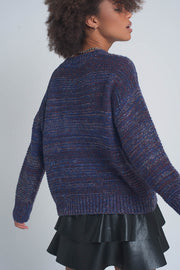 Round Neck Cable Jumper in Purple