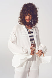 Textured Oversized Shirt in White