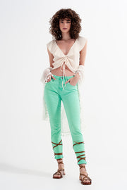 High Waisted Skinny Jeans in Pistachio