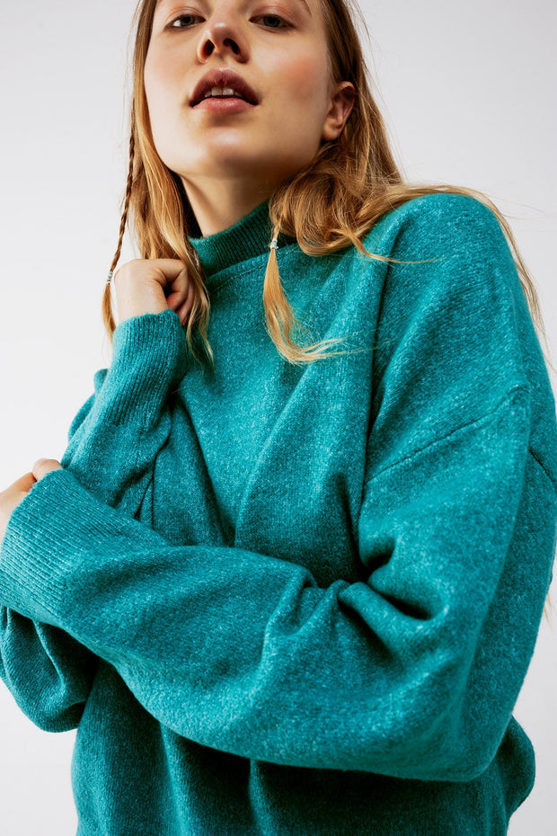 Super Soft High Neck Sweater in Light Green