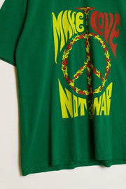 Green Short Sleeve T-Shirt With Make Love Not War Logo