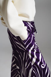 Straight Pants With Zebra Print in Purple and White