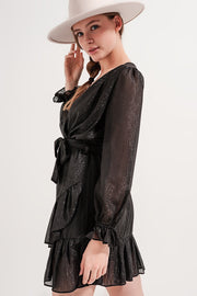 Mini Dress With Flippy Hem in Black