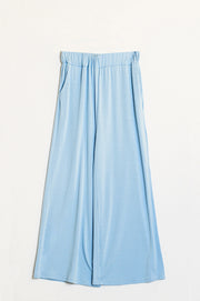 Wide Viscose Summer Pants in Blue