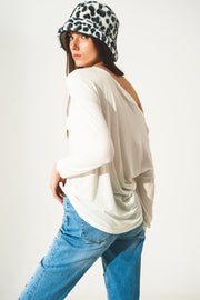 Long Sleeve T Shirt in Cream Modal