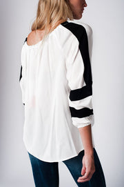 White Shirt With Sleeve Stripe Detail