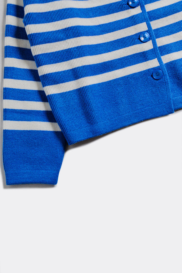 Lightweight Stripe Cardigan in Blue