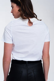 T-Shirt With Collar Detail in White