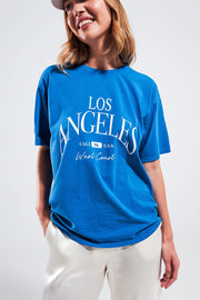 Los Angeles Slogan T Shirt in Blue