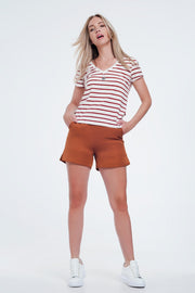 Embellished High Waist Short in Orange and Gold