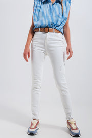 High Waisted Skinny Jeans in White