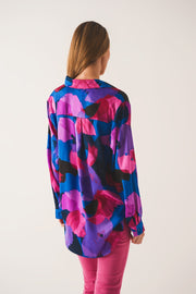 Shirt in Purple Floral Print